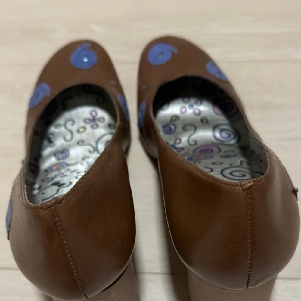 Vintage Morenatom Brown Heels with Blue Accents